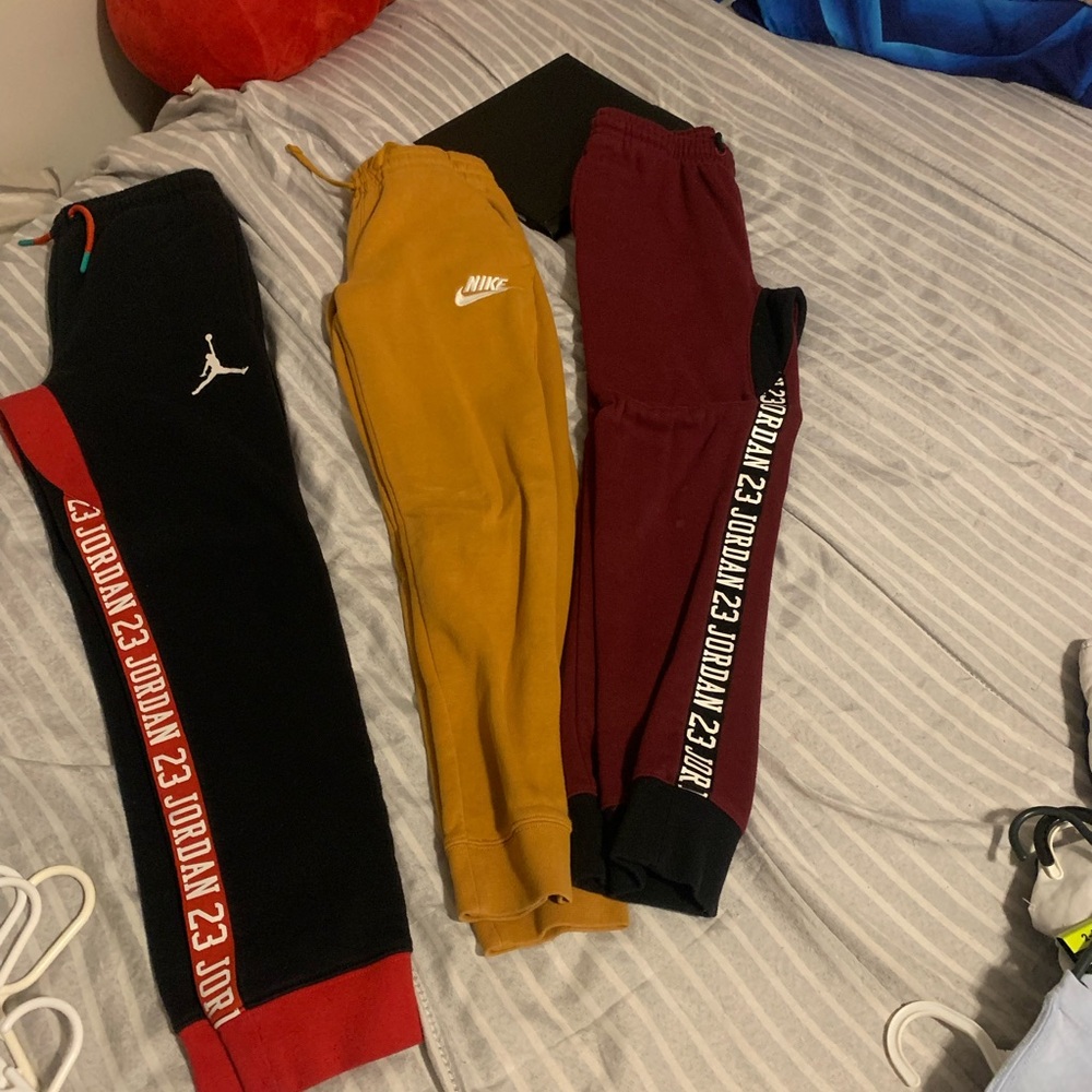 Nike and Jordan Kids Jogger Pants Set - Black, Gold, Maroon
